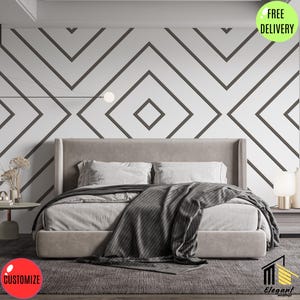 Bedroom wall molding, Ready-to-install wall molding, DIY molding kit, modern wall trim, custom wall trim