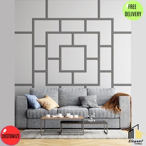 DIY Wall Molding Panel Package, living room molding, easy install molding, board and batten kit