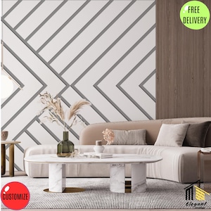 Customizable Geometric Trim Design for Interior Accent Walls, Wall Molding Package, Pre-Cut And Paintable Trim Panels