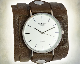 Women’s Brown Tri Strap Leather Cuff Watch