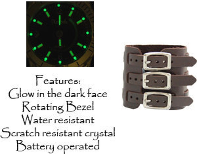 Ladies 3 Strap Leather Cuff Watch Etsy