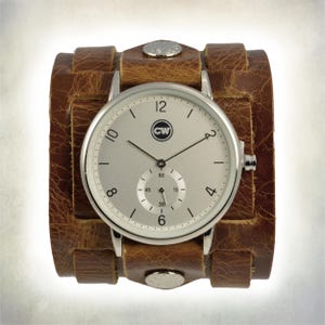 Women’s Tri Strap Cuff Watch - Distressed Leather
