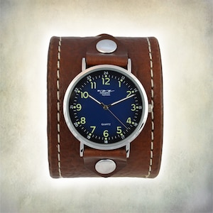 Brown Leather Cuff Watch