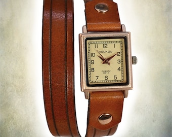 Equestrian Leather Wrap Watch - Rose Gold