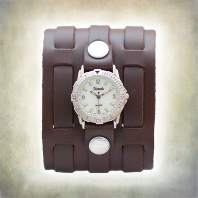 Ladies 3 Strap Leather Cuff Watch Etsy