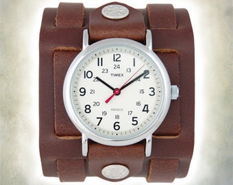 Womens Leather Timex Watch - 3 Strap  Cuff Watch