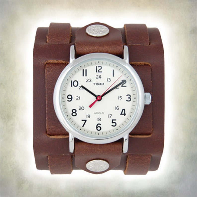 Womens Leather Timex Watch 3 Strap Cuff Watch image 1