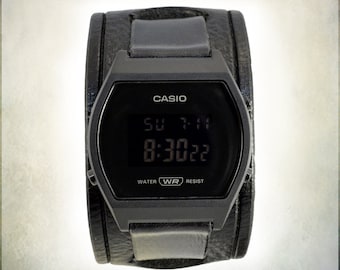 Digital Leather Cuff Watch