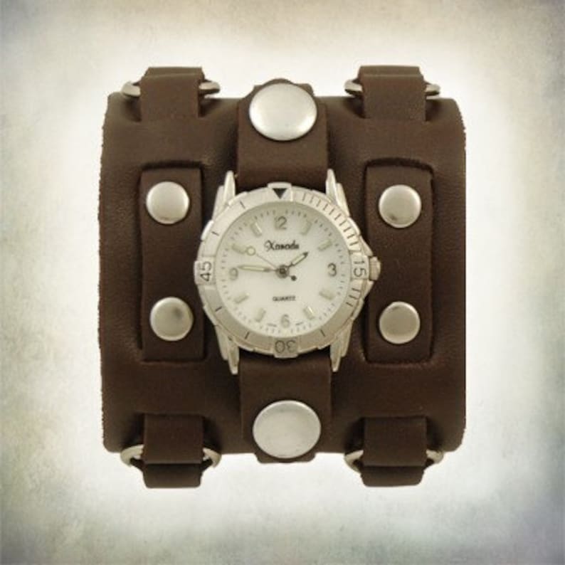 Ladies 3 Strap Leather Cuff Watch Etsy