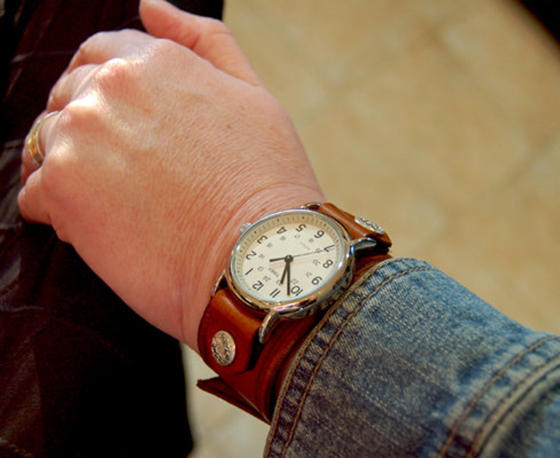 Women's Leather Cuff Watch Retro Etsy