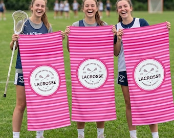 Personalized Stripe Beach Towel: Custom Logo Towel, Bridal Party Gift, Beach Vacation Gift, Bridesmaid Gift, Family Pool Towel