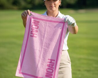 Custom Name Golf Towels, Personalized Name golf towels , Monogrammed Retro Design, Perfect for Gym, Yoga, Workouts & Summer Heat