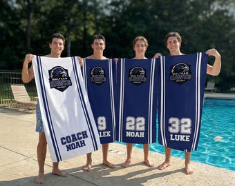 Personalized Team Beach Towel: Custom Softball/Baseball Sport Towel, Swim Gift, School Team Gift, Custom Swim team gift, Hockey Team Gift