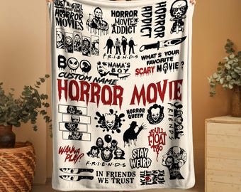 Personalized Name Horror Movie Blanket:Freddy,Michael Myers,Scary Movie Gift,Halloween Throw Blanket Horror Fan Gift,Spooky Season Halloween
