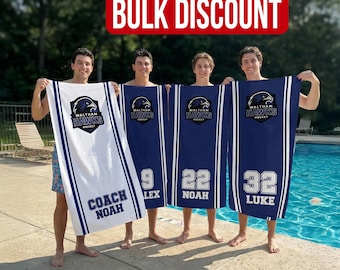 Personalized Team Beach Towel: Custom Softball/Baseball Sport Towel, Swim Gift, School Team Gift, Custom Swim team gift, Hockey Team Gift