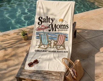 The Beach Club Beach towel, Trendy Summer Towel, Aesthetic Beach , Retro Beach Girl towel, Funny Sarcastic Mom , Mother's Day