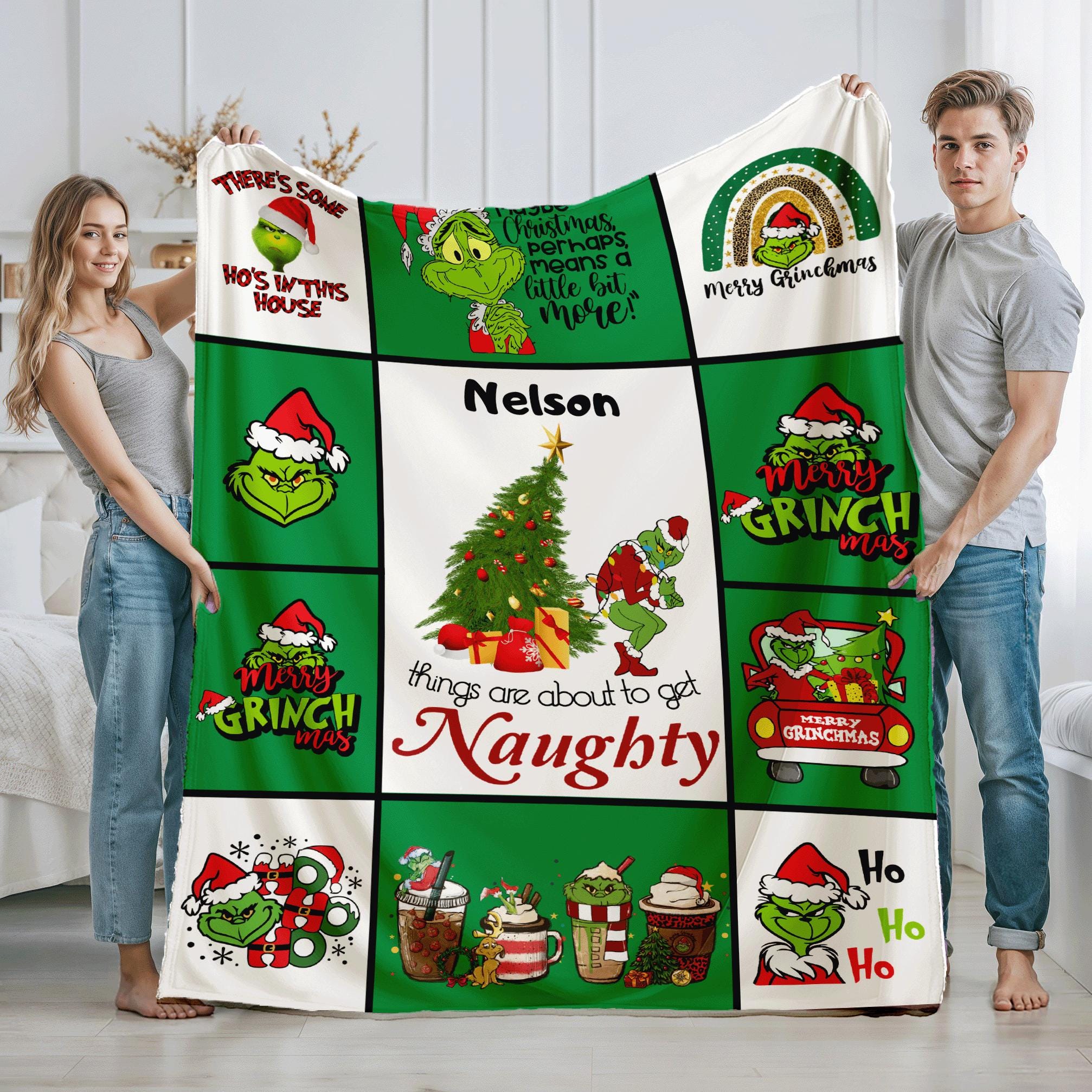 Discover Personalized Name funny character Blanket Grin Blanket Cartoon Blanket For Boy and Girl Best Gift Blanket Custom Christmas Blanket