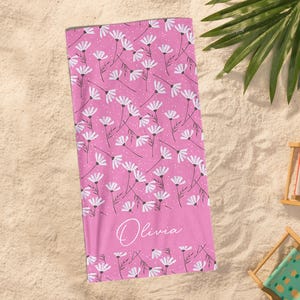 Daisy Custom Beach Towel, Groovy Personalized Pool Towel, Bachelorette Bridesmaid Gifts, Kids Beach Towel, Toddler Beach Towels, Daisy Party