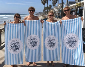 Personalized Stripe Beach Towel: Team Beach Towel,Custom logo, Custom Logo Beach Towel,Brand Logo Corporate Towel Gift