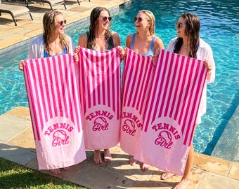 Personalized Stripe Beach Towel: Logo Beach Towel, bulk order ,Team Gift,girls Trip 2026
