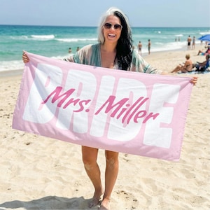 Custom Bride Beach Towel, Personalized Wedding Gift