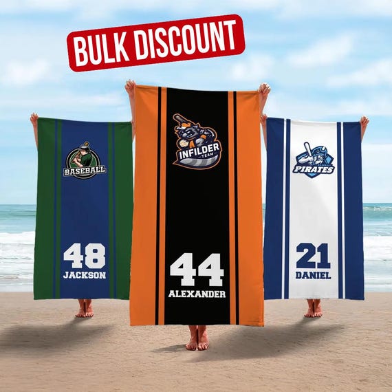 Personalized Sport Team Beach Towel: Volleyball Towel, Baseball Beach Towel, Senior Night Gift, Hockey merch, Swim team gift