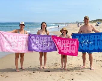 Personalized Cousin Crew Beach Towel, Matching Trip Gift, Beach Towel For Kids, Vacation Gift, Girls Trip 2026