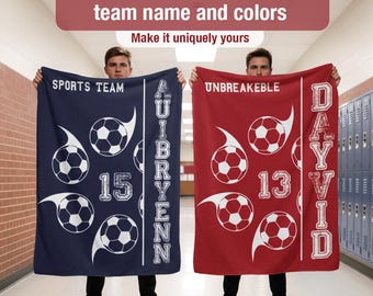 Custom Soccer Blanket, Sports Team Name and Number