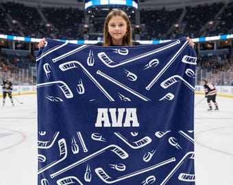 Personalized Hockey Blanket: Custom Name & Colors, Cozy Throw,gift for team