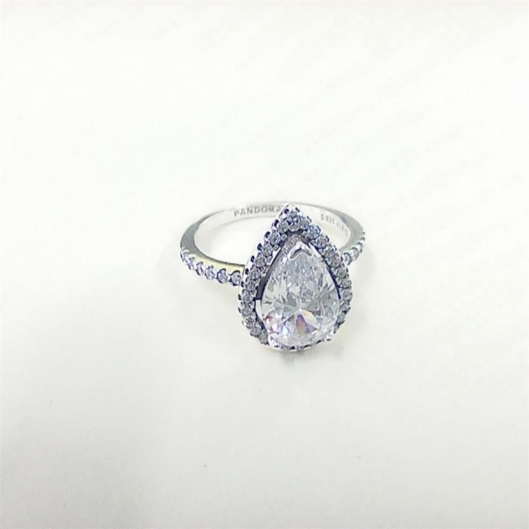 Pandora Sparkling Pear Halo Silver Ring - Etsy display picture 1