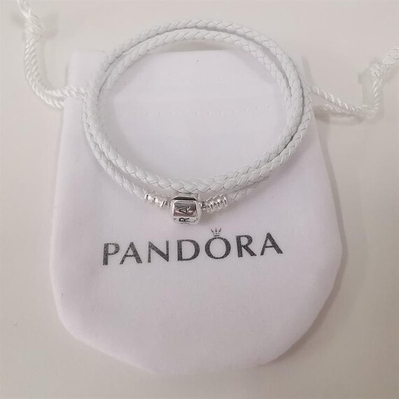 Pandora White/ivory Triple Leather Bracelet Full Length 57cm