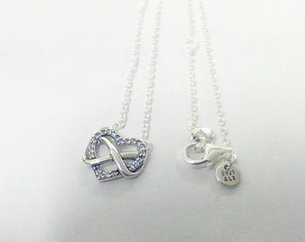 new  pandora sparkling infinity heart collier necklace ale s925