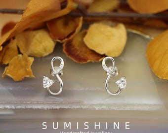 S925 Sterling Silver shaped Earrings Infinity Heart
