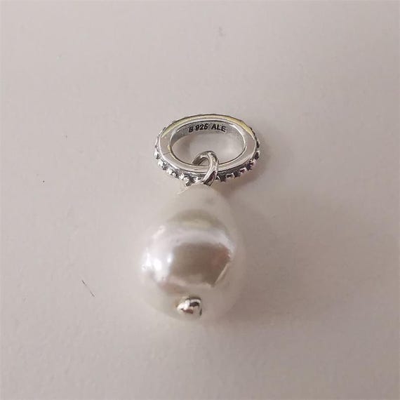 Pandora jewelry silver pendant freshwater baroque cultured pearl