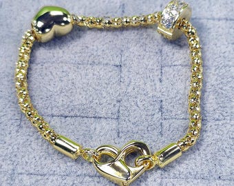 Pandora Gold Plated Heart Bracelet Set
