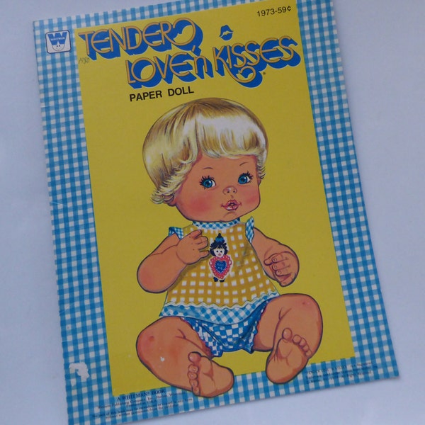 Vintage Whitman Paper Doll Book Tender Love n Kisses Baby Blue Gingham Unused 1978