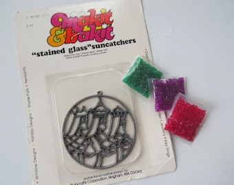 VTG 28 PC Makit Bakit Make It Bake It DELUXE Christmas ORNAMENT Suncatcher  Kit #MakitBakit