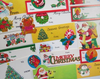 Vintage Christmas Gift Tags and Seals 80's Retro  ~ Collection~ Santa