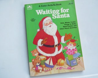 Vintage Golden Book Christmas Coloring Activity Learning Book ABCs Dot to Dot Codes Word Puzzles  and More!