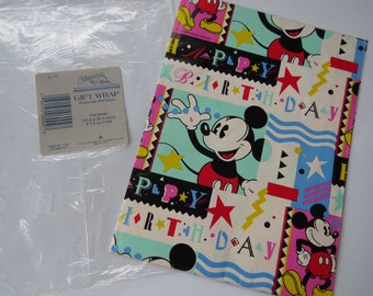 Vintage 80's Mickey Mouse Birthday Gift Wrap Sheet