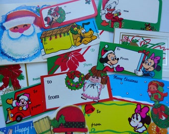 Vintage Christmas Gift Tags~ Disney Themed Lot ~ Mickey Mouse ~ Pluto ~ More