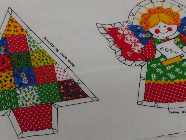 Vintage Christmas Fabric Panel Retro Calicos 6 Appliques or 3 Ornaments ~ Sew Yourself: