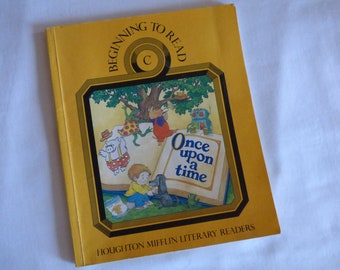 Vintage 1986 Elementary Literature English Text Book Reader ~ Once Upon a Time ~ Beginning to Read ~ School ~ Mufflin ~ Student