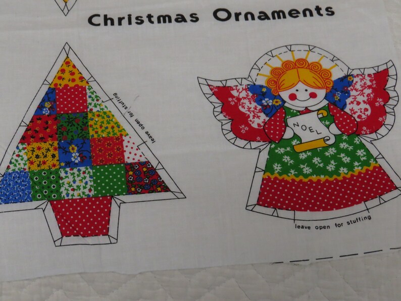 Vintage Christmas Fabric Panel Retro Calicos 6 Appliques or 3 Ornaments ~ Sew Yourself:
