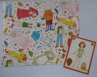 Papier cadeau de Noël actuel pour poupée de papier ~ petite fille ~ avec carte assortie C'est la poupée de papier si douce !