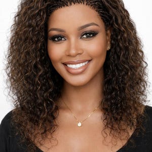 Peluca de microtrenza 100 % cabello humano, con rizos profundos, con encaje completo y sin pegamento, estilo protector para mujer – Color 30/33 en 1B