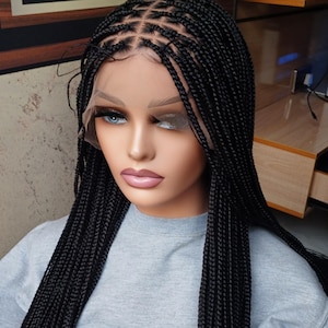 Custom Full Lace Knotless Braided Wig with Adjustable Band & Combs | Lightweight Natural Wig | Choose Cap Size and Color | Handmade Braid Wi