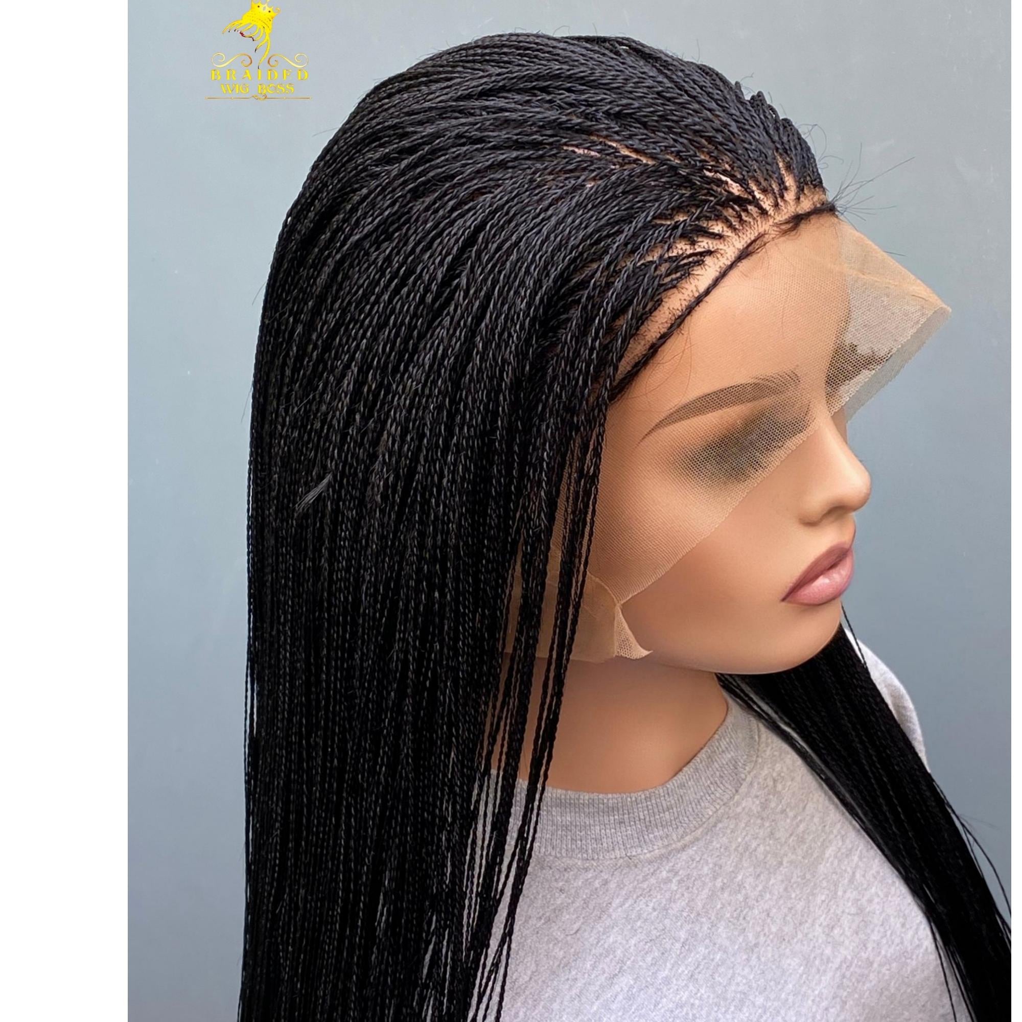 Micro Braid Wig – Handmade Swiss Full Lace Braided Wig for Black Women ...