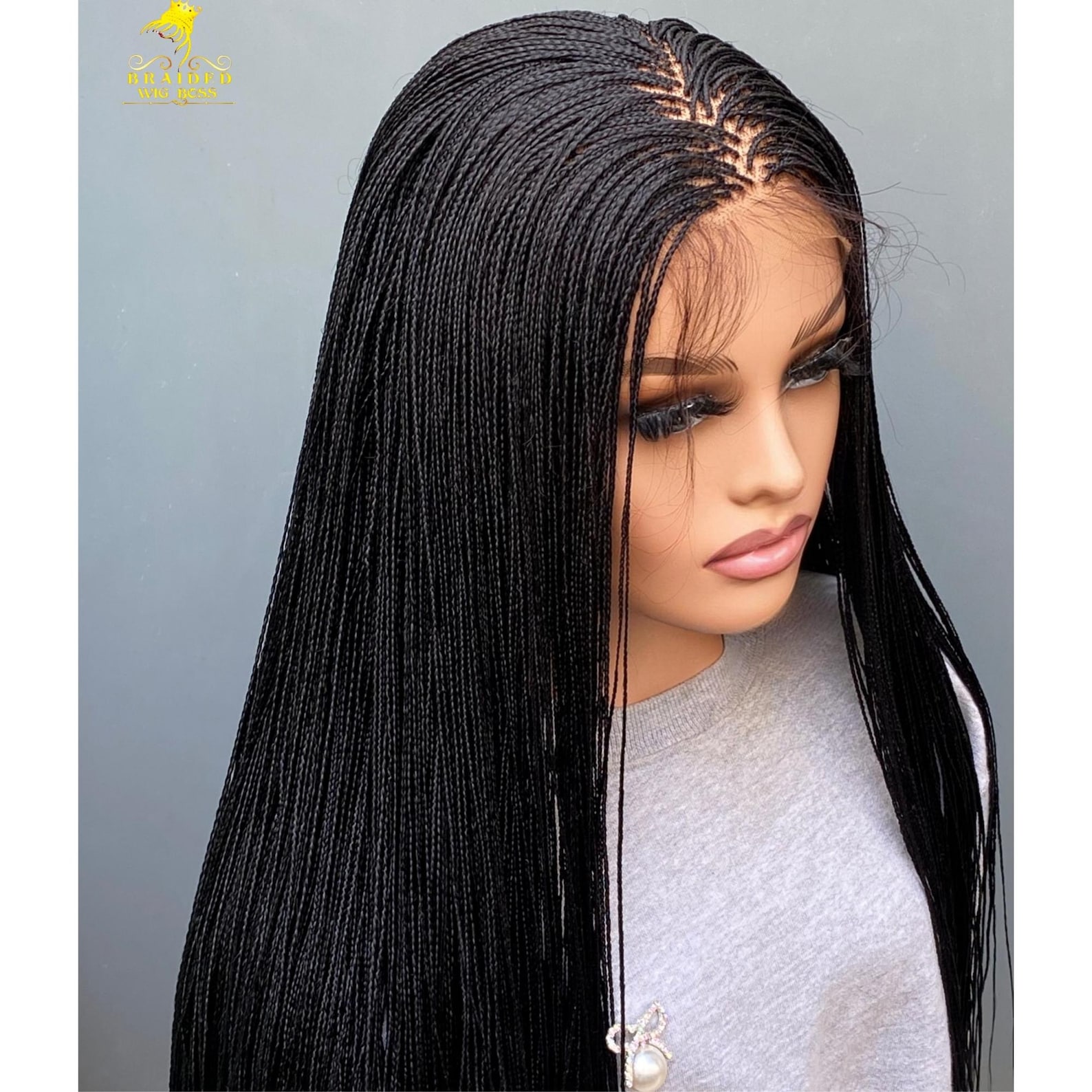Micro Braid Wig – Handmade Swiss Full Lace Braided Wig for Black Women ...