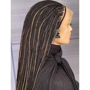 Peruka Micro Twist dla czarnoskórych kobiet, pełna koronka, warkocz, bez kleju, ręcznie robiona, niestandardowa, ochronna, gotowa do użycia z lub bez baby hair